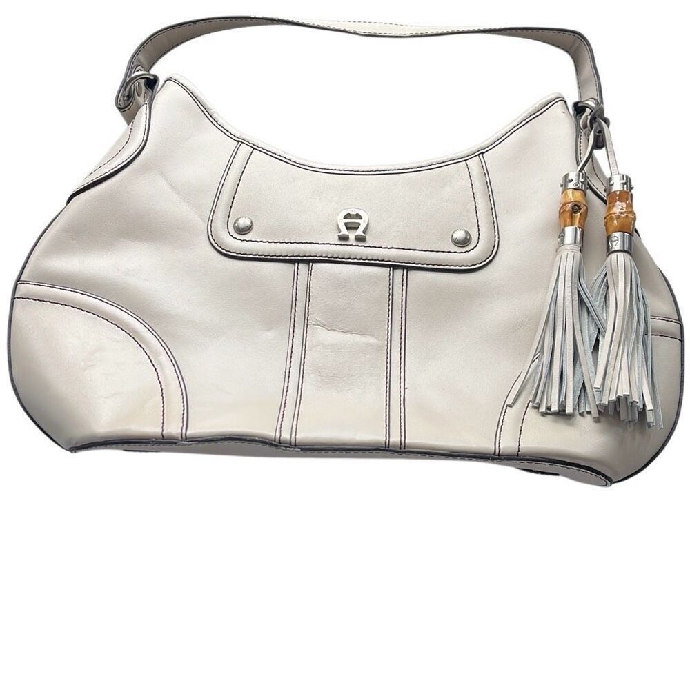 Aigner leather handbag with bamboo tassels